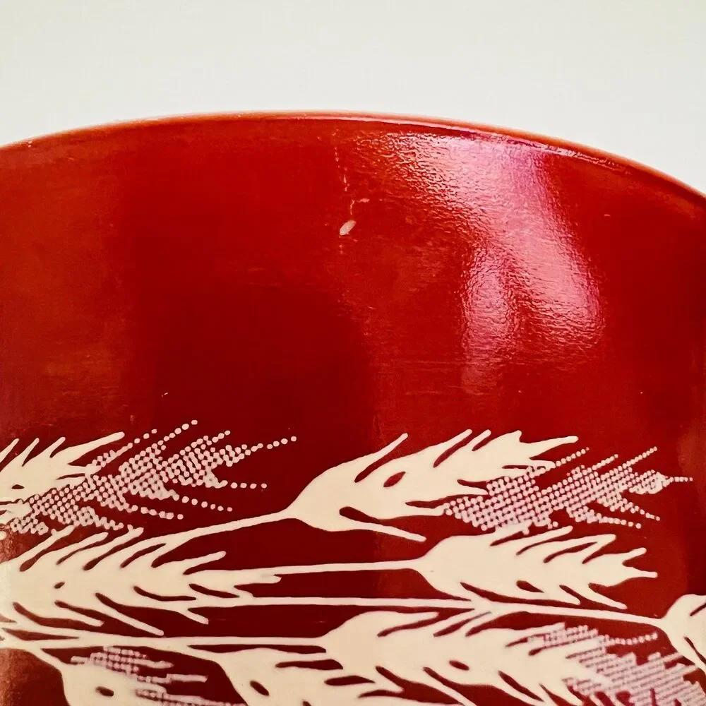 PYREX Burnt Orange Autumn Harvest Wheat Stalk 473-B Casserole Dish 1 Qt With Lid